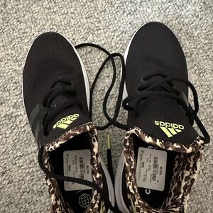 Adidas Black and Leopard Accent Sneakers-Women’s size 6